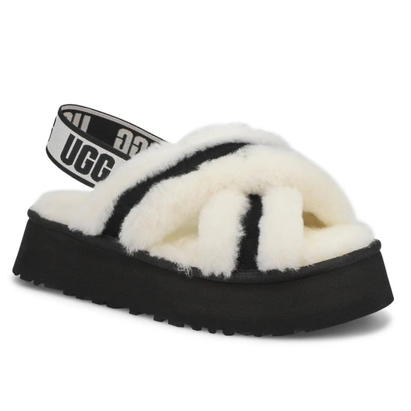 UGG Shoes - Ugg white and black disco cross slides sandals